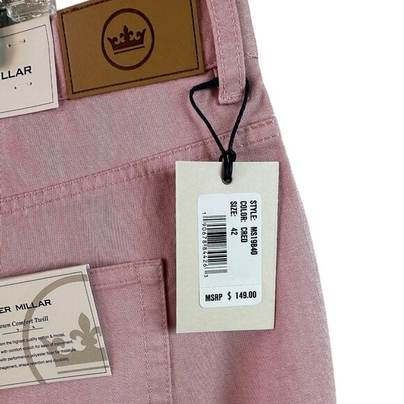 NWT Peter Millar Crown Comfort Twill Chino Pants – Pink Size 42 x 33 Casual Golf - Picture 5 of 6